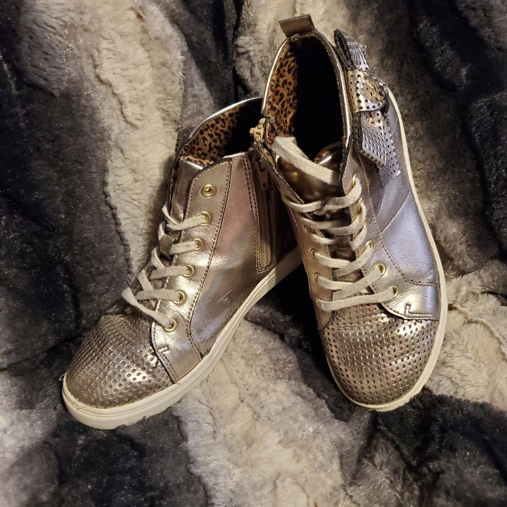 Girls metallic bow high tops